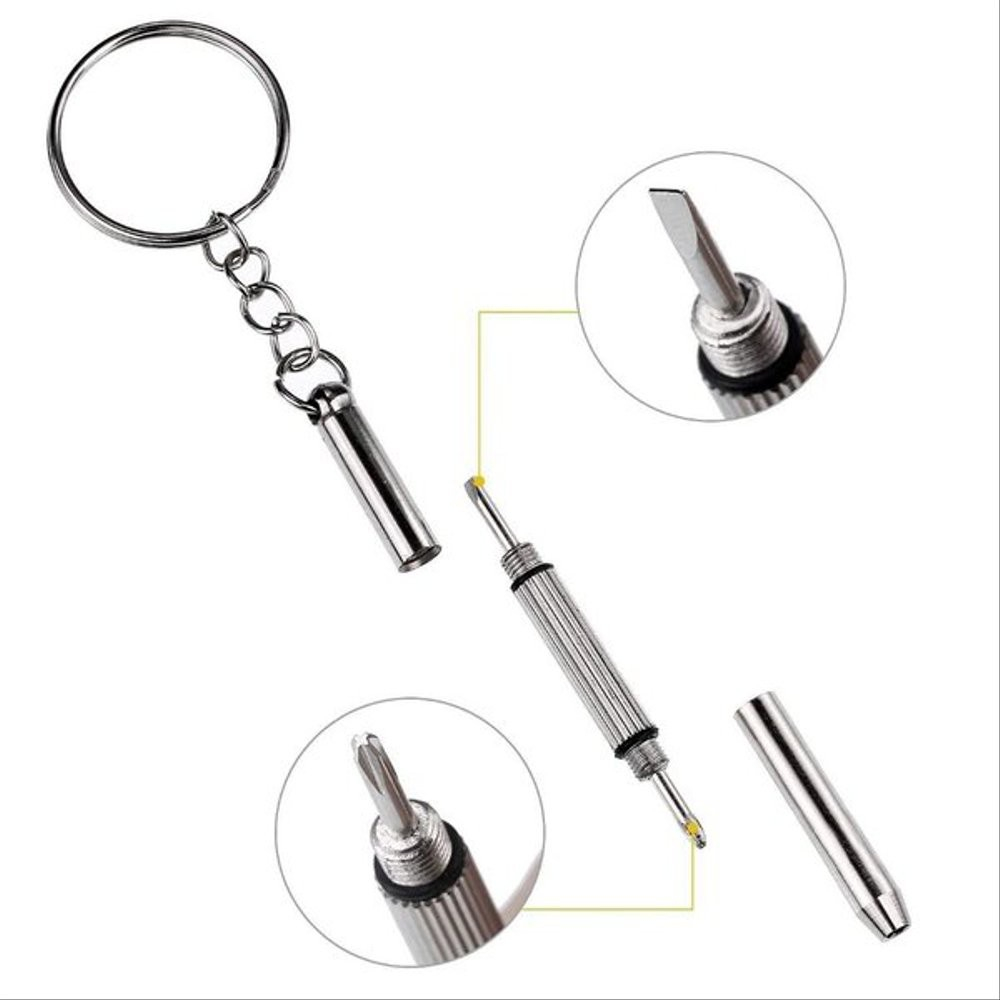 GANTUNGAN KUNCI OBENG MINI 3 IN 1 PLUS MINUS EMERGENCY SCREW DRIVER KEYCHAIN REPARASI KACAMATA