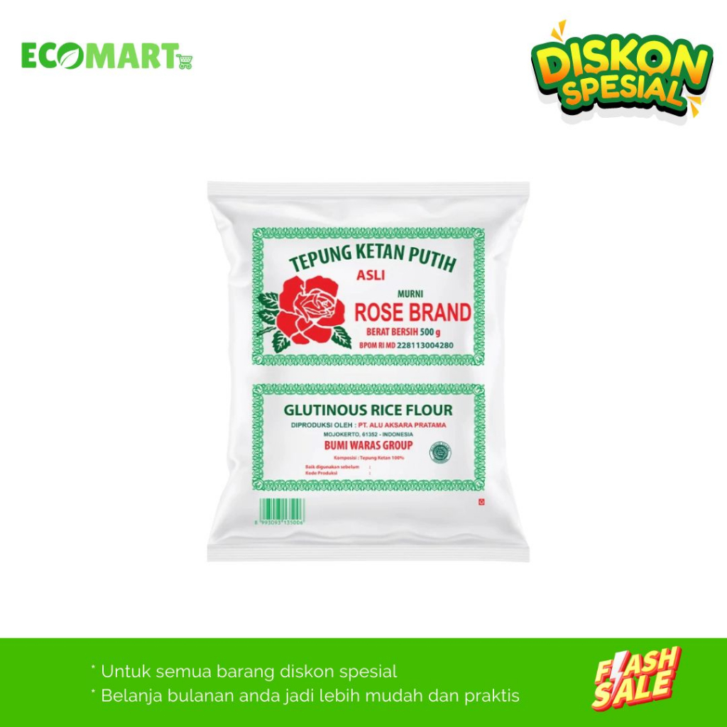 

Tepung ketan Putih 500gram Rose brand