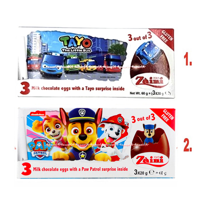 

Zaini Tayo Paw Patrol Milk Chocolate Eggs Coklat Telur Bus Tayyo Mobil Zainy Telur Coklat Telur Bulat Isi mainan Anak Paws patrol Pawpatrol