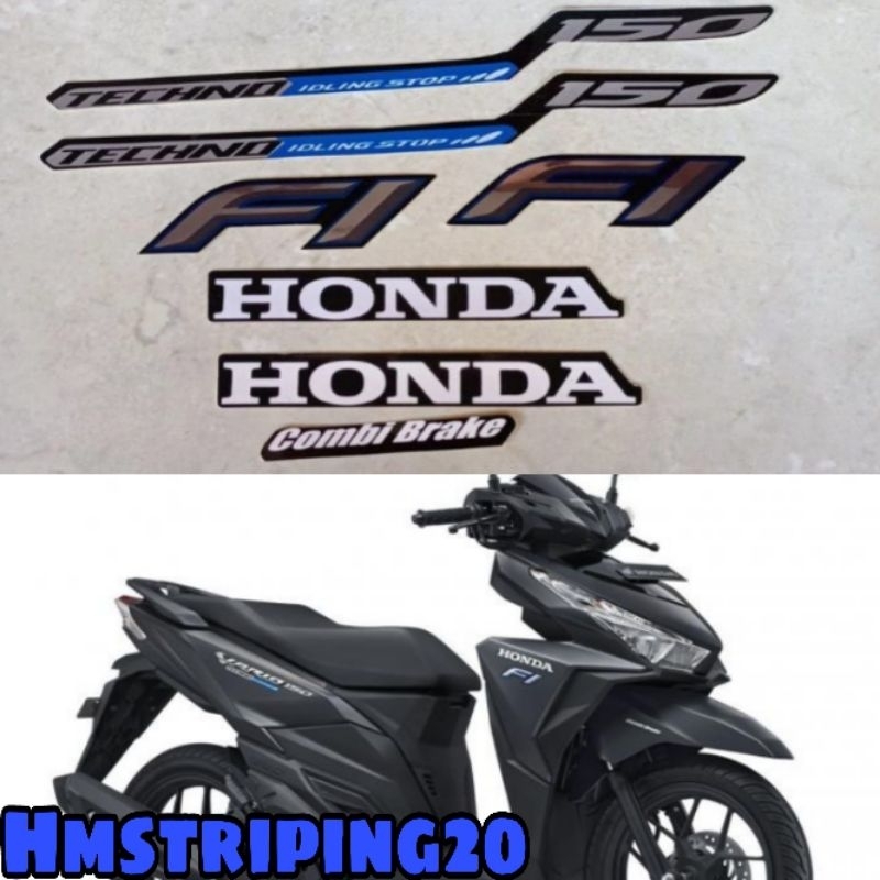 STRIPING STIKER HONDA VARIO TECHNO 150 IDLING STOP 2015 HITAM DOFF