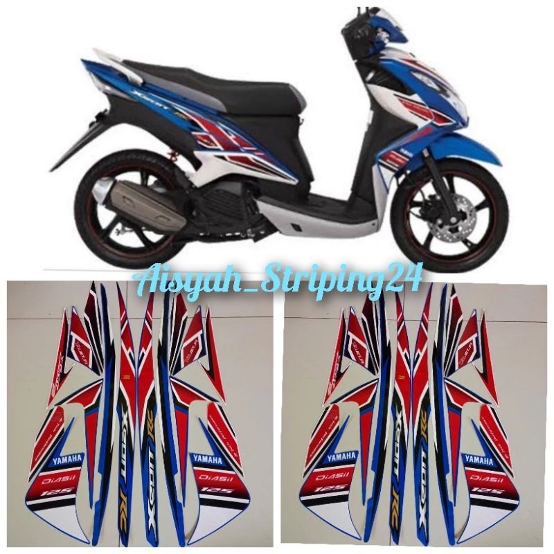 STIKER STICKER STRIPING LIS LES POLET BODY MOTOR YAMAHA XEON RC 125 2012 2013 BIRU FULL