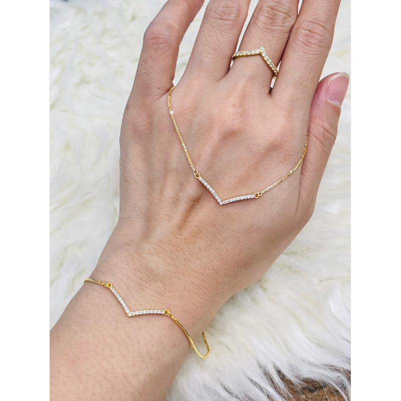 set kalung gelang cincin aurel nagita AD elegant emas asli kadar 700