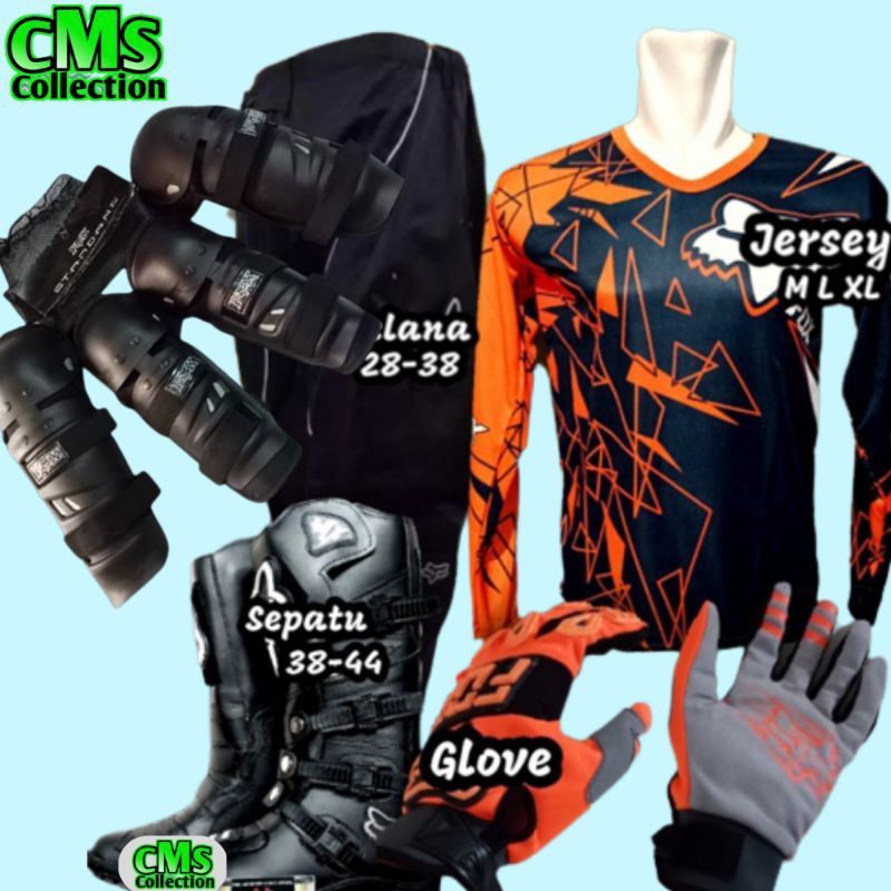 Promo jersey motor trail komplit sett dengan deker siap offroad terbaru standar safety riding kwalit