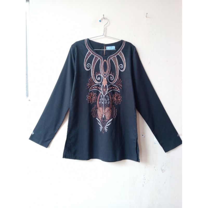 BLOUSE "AZ-ZAHRA" BORDIR PREMIUM HITAM - BAJU ATASAN WANITA - PRELOVED BY FIL
