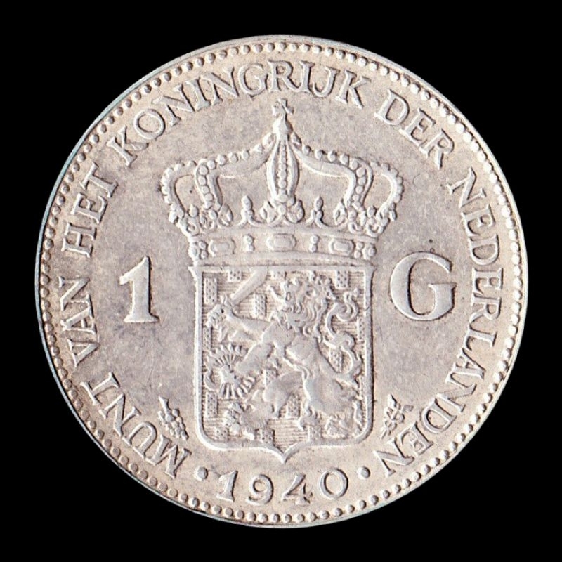 KOIN KUNO 1 GULDEN WILHELMINA PERAK ASLI TAHUN 1928 - 1938