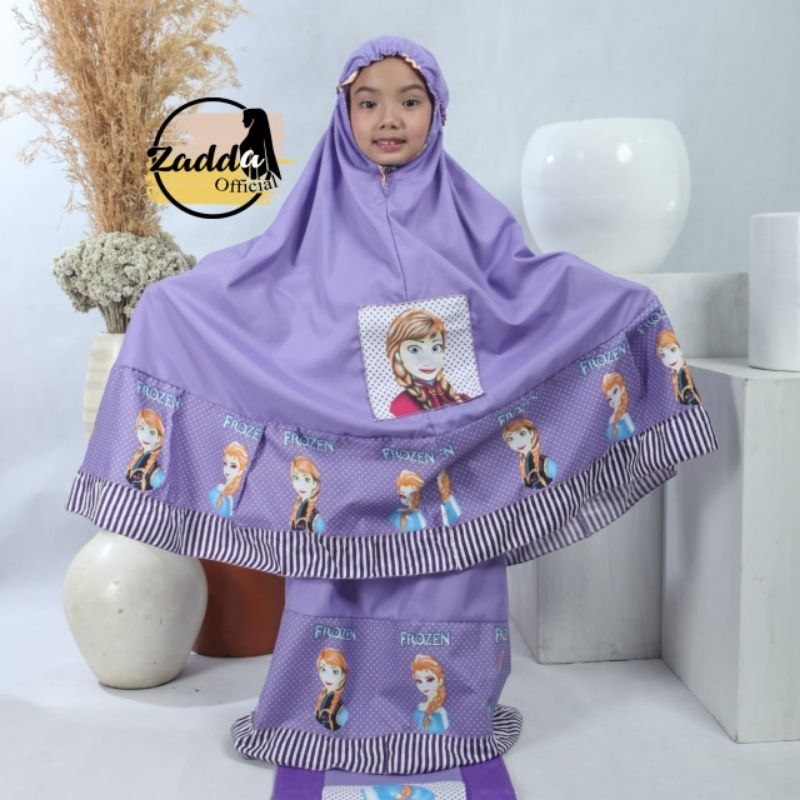 Mukena anak frozen terlaris cod bayar ditempat adem simpel free sajadah tas