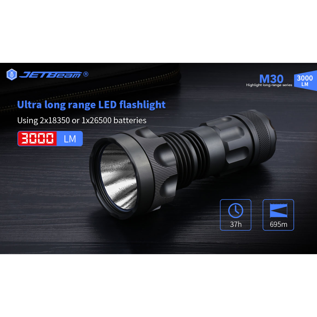 Lampu Senter LED SST-70 Tactical IPX8 3000lm JETBeam M30