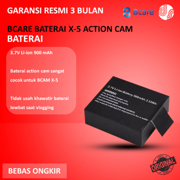 Jual Bcare Baterai Action Cam Bcare X5 - Camera Battery 3.7V Li-ion 900mAh Diskon