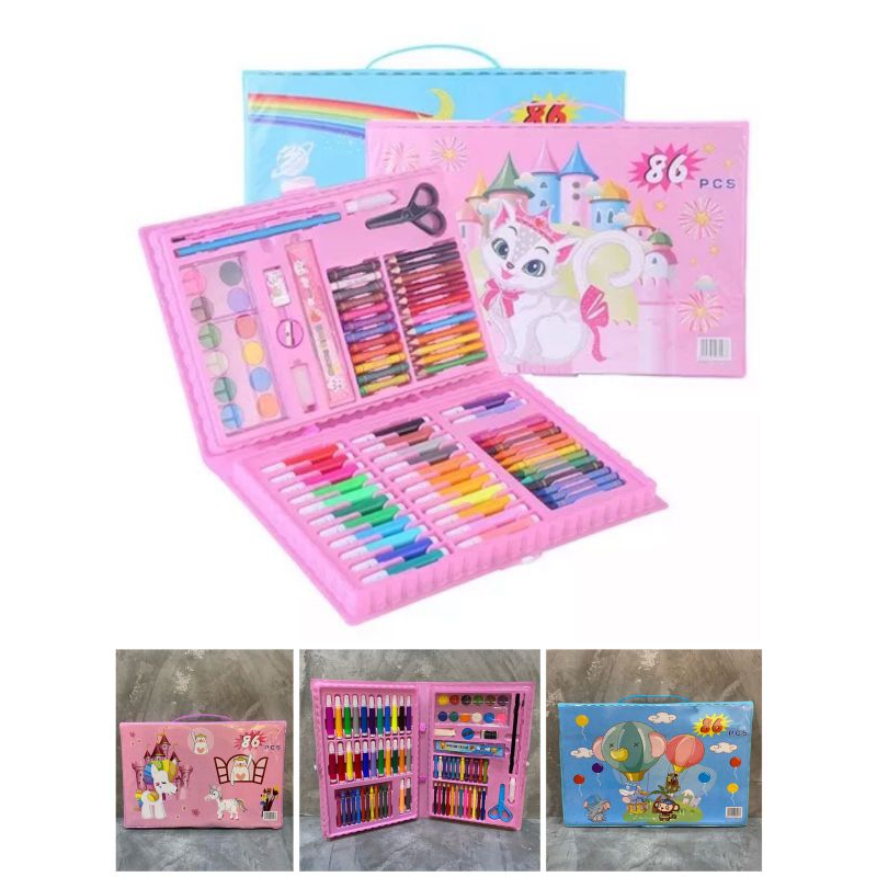 

Set Crayon 86 Pensil Warna Spidol Cat Air Lengkap Tas Mewarnai Melukis Menggambar Kado Anak