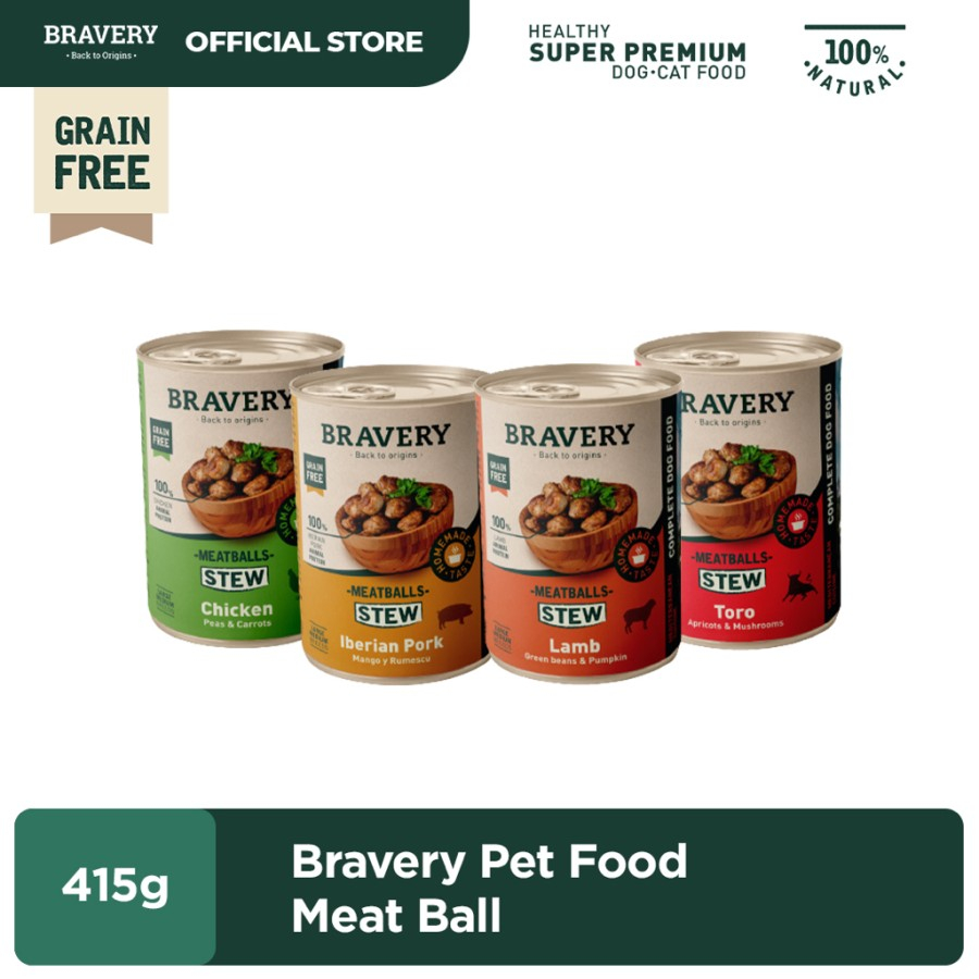 Bravery Dog Wet Food Meatballs 415gr / Bravery Wet Food / Makanan Basah Anjing Bravery