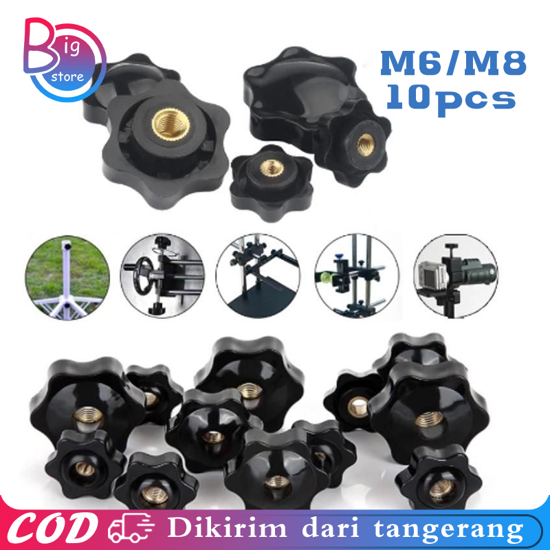 10pcs Baut Kepala Bintang Diameter M6 M8 Baut Knob Mur Bintang Knob Star
