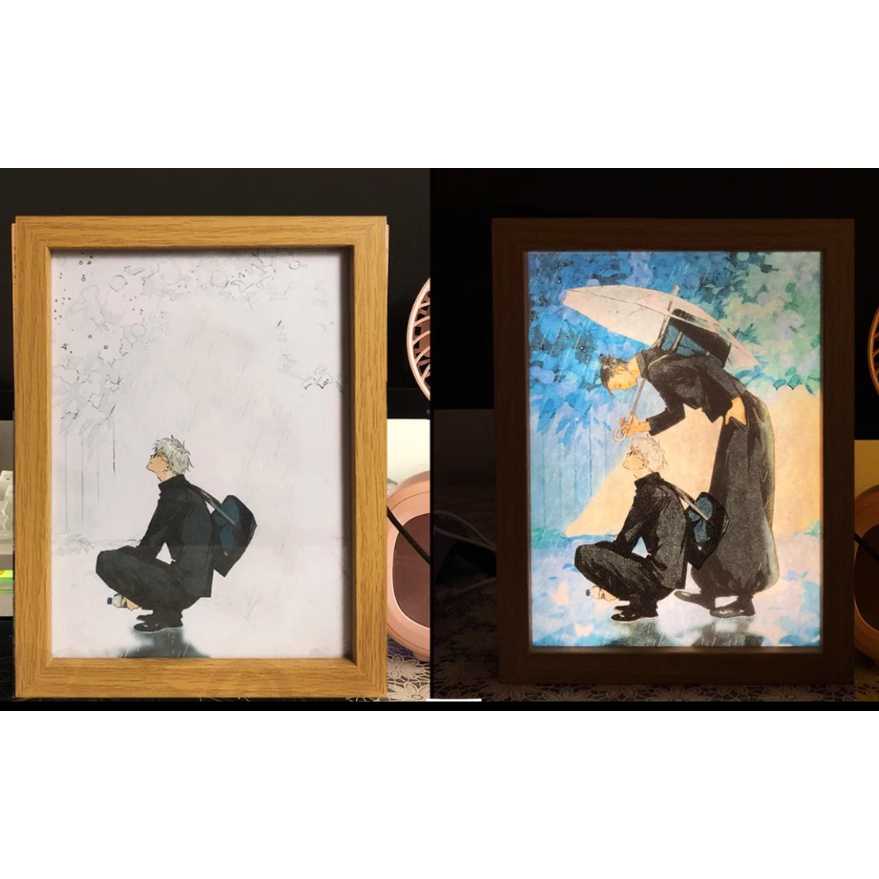 Jujutsu Kaisen Gojo Satoru Geto Suguru SatoSugu Light Box Frame Lamp Lampu USB Rain Hujan Magic Paja