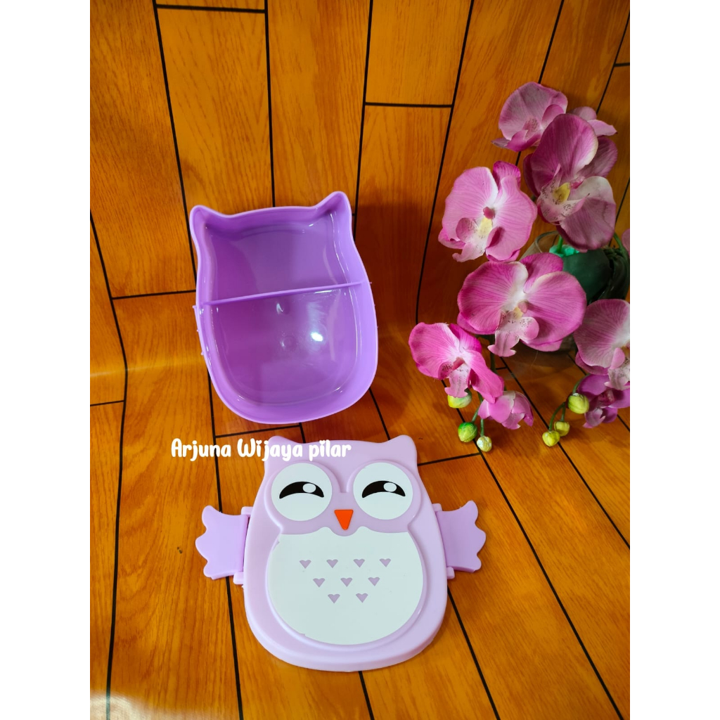 Lunch Box Owl 2 Sekat Kotak Makan Tempat Bekal Anak Burung Hantu FUKURO / Souvenir Ulang Tahun