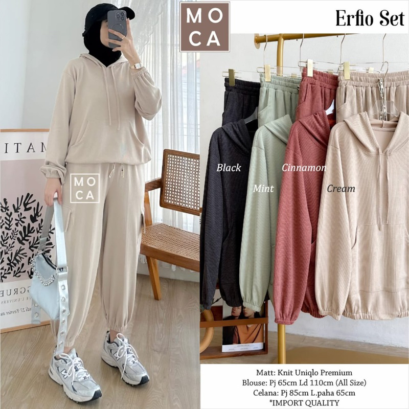 SETELAN WANITA ERFIO SET BY ORI MOCA Cantik // Erfio set by Moca // Set Joger Pants Erfio Knit Uniql