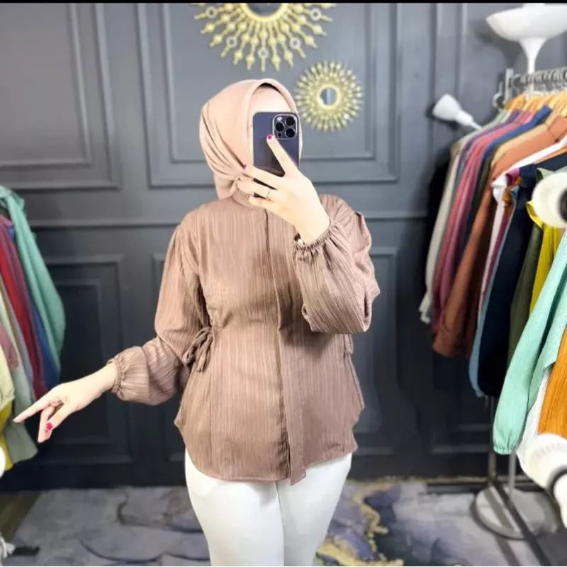 LAURA SHIRT LADY CRUSH TALI SAMPING baju muslim wanita atasan panjang