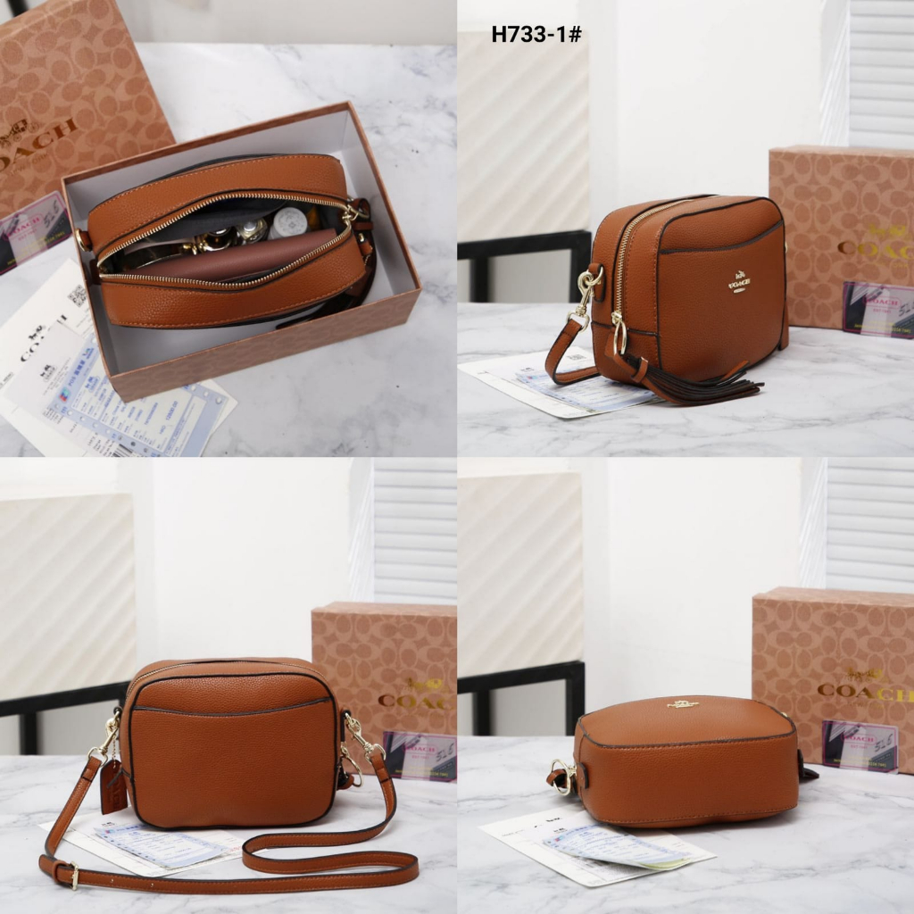 ChA 12 SV Coach Camera In Signature Coacted With Togo Leather Sling Bag Include Box Coach.....Kode H