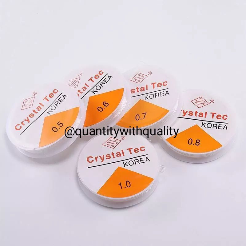 Tali Karet Bening Senar Elastis Crystal Tec Korea 0,6mm - 1,0mm Bahan Kerajinan Diy