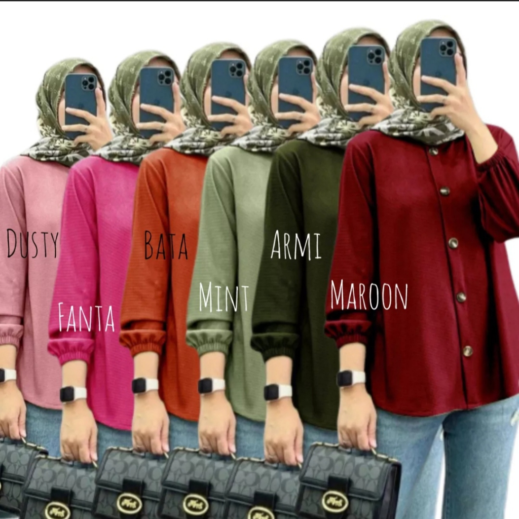 Atasan Arumi Full Kancing Bahan Crinkle - Size M L XL XXL 3XL JUMBO Kemeja Wanita Terbaru Paling Lar