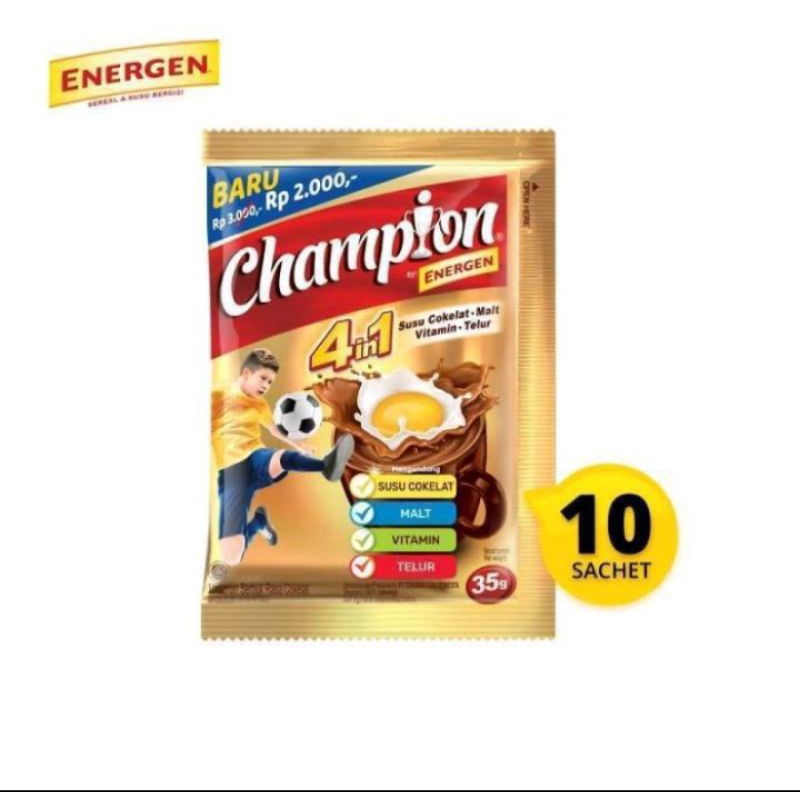 

Energen CHAMPION 4in1 Minuman Susu Bubuk Instant Rasa Coklat Renceng (10 pcs)