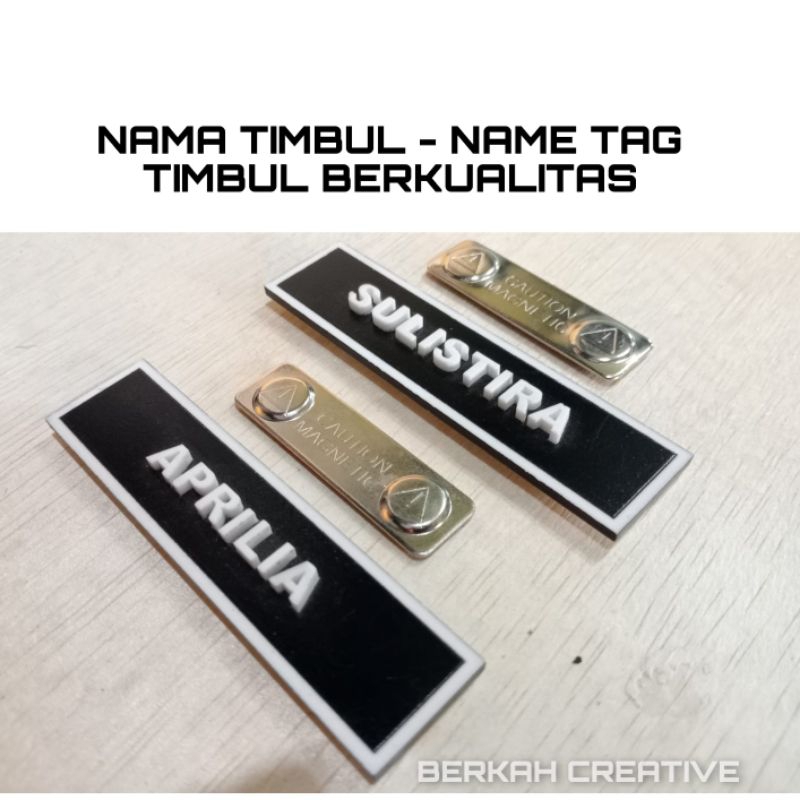 

Name tag Timbul akrilik Lis pinggir putih/papan nama tombuk