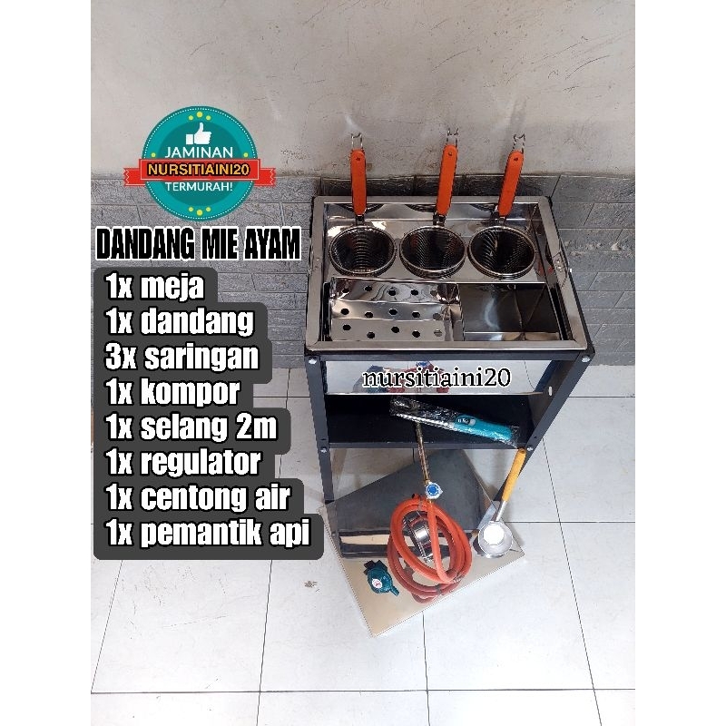 DANDANG MIE AYAM LENGKAP MEJA SARINGAN/ PANCI MIE AYAM KOTAK/ TONG MIE