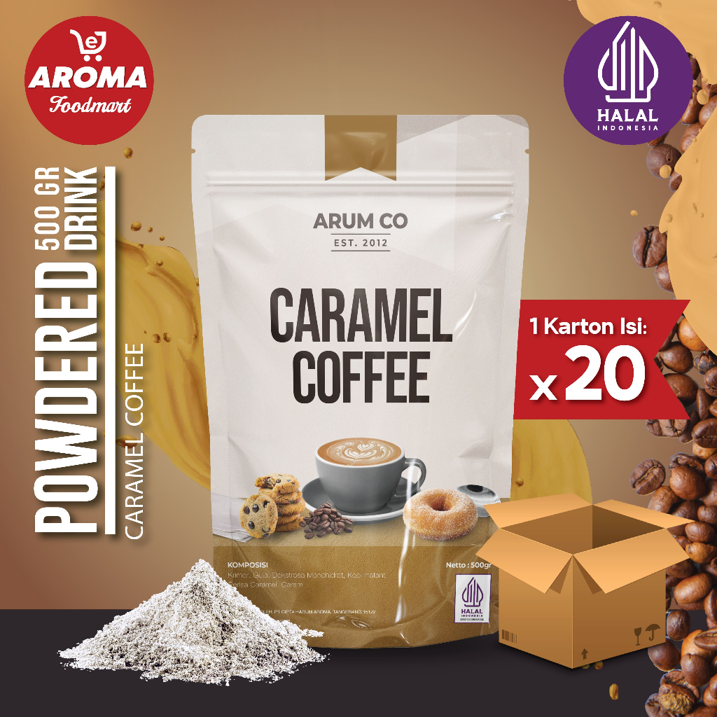 

1 Karton Arum Co Bubuk Caramel Coffee Powder 500gr Serbuk Kopi Karamel