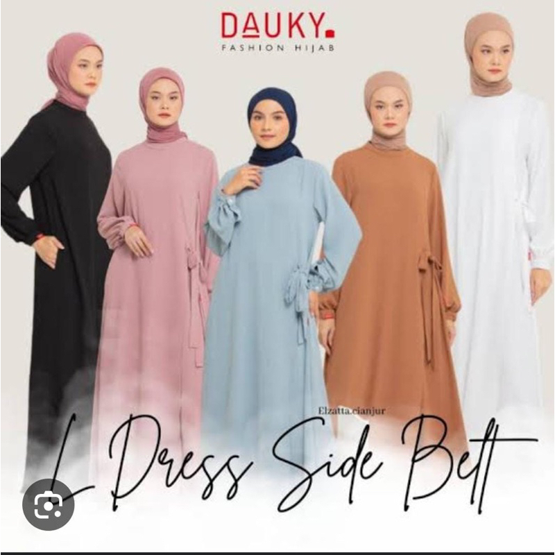 gamis Dauky L dress side belt - gamis dauky terbaru