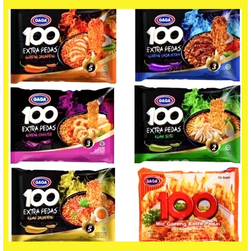 

Mie Gaga 100 Goreng jalapeno/Kuah Soto/Kuah Jalapeno/Lada Hitam
