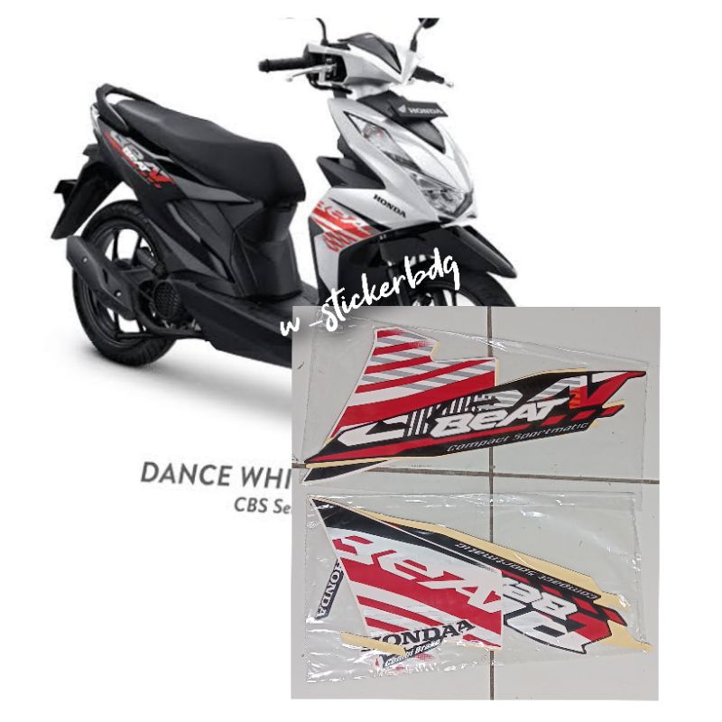 Striping Stiker Bodi Honda Beat 2021 Putih Hitam