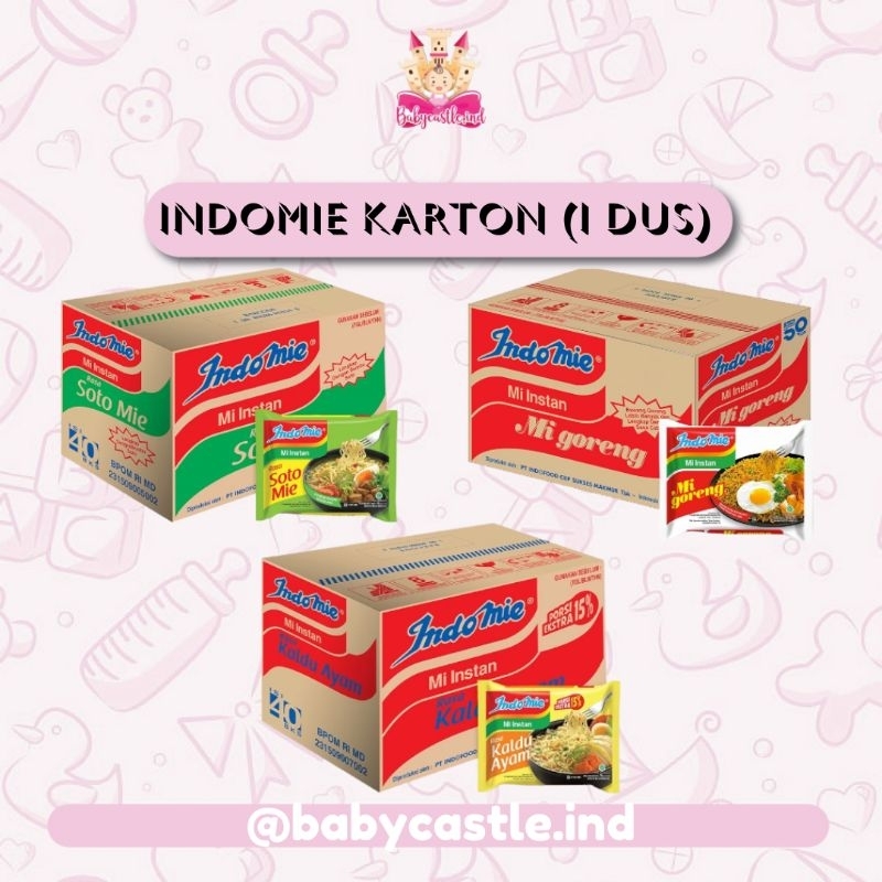

[BABYCASTLE] INDOMIE Mi Instant Karton / Dus isi 40pcs Kaldu Ayam / Soto Mie / Mie Goreng