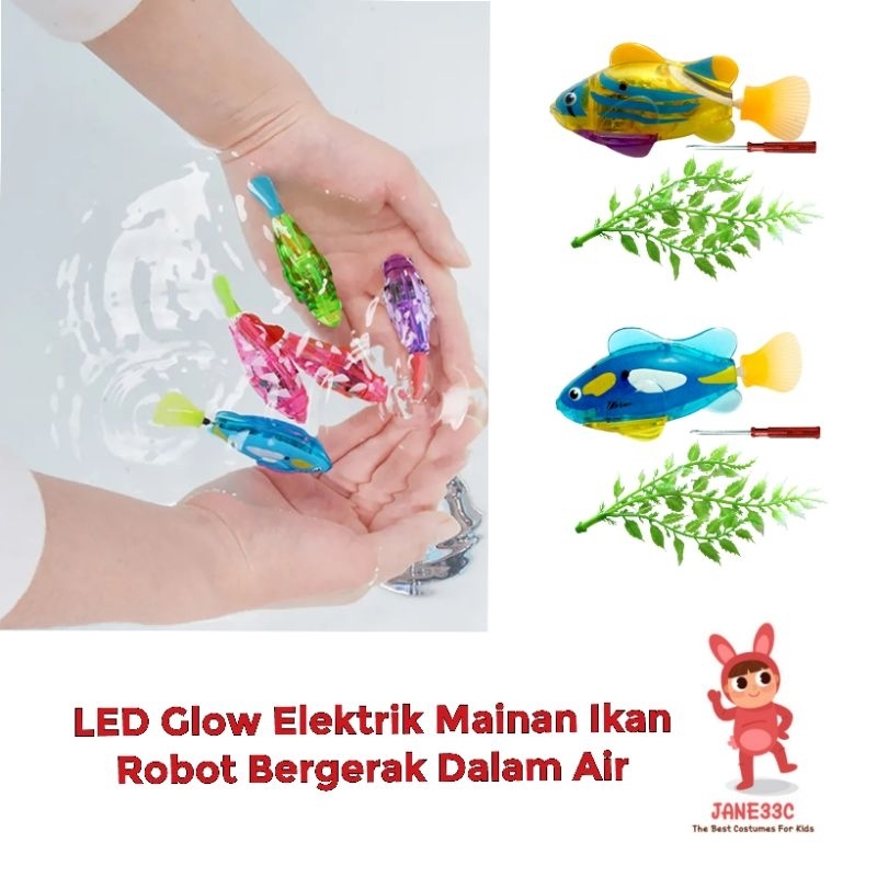 LED glow elektrik mainan ikan robot bergerak dalam air