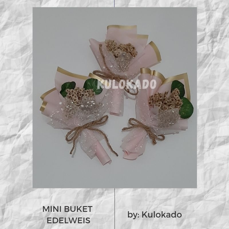 Mini buket edelweiss bunga abadi #white