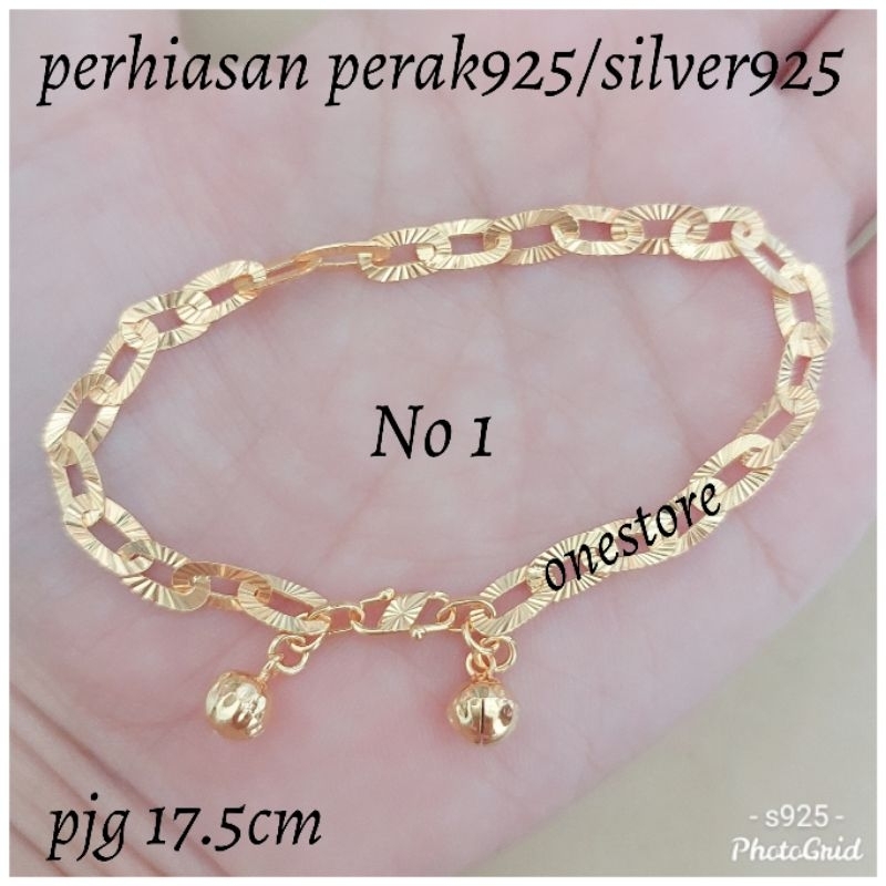 Ay00 Gelang Wanita Perak Silver 925 Gelang Perak Kuning Lapis Emas NUkir gelangnew