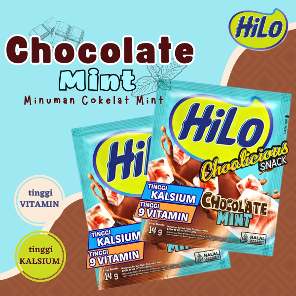 

HiLo Chocolate Mint Minuman Bubuk Instan Rasa Cokelat Mint Sachet Ecer @14gram