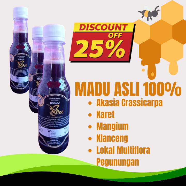 

Realbee Madu Murni 100% 250ml Asli , Multiflora, Akasia, Klanceng, Karet, Mangium