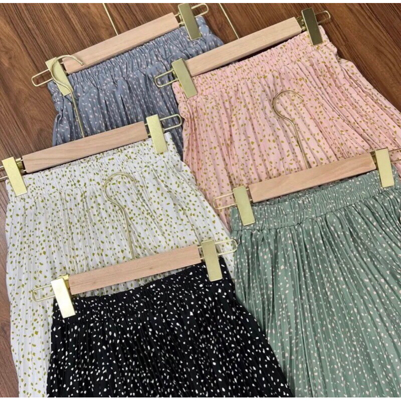 Rok Plisket Motif Bintik Mayung Premium