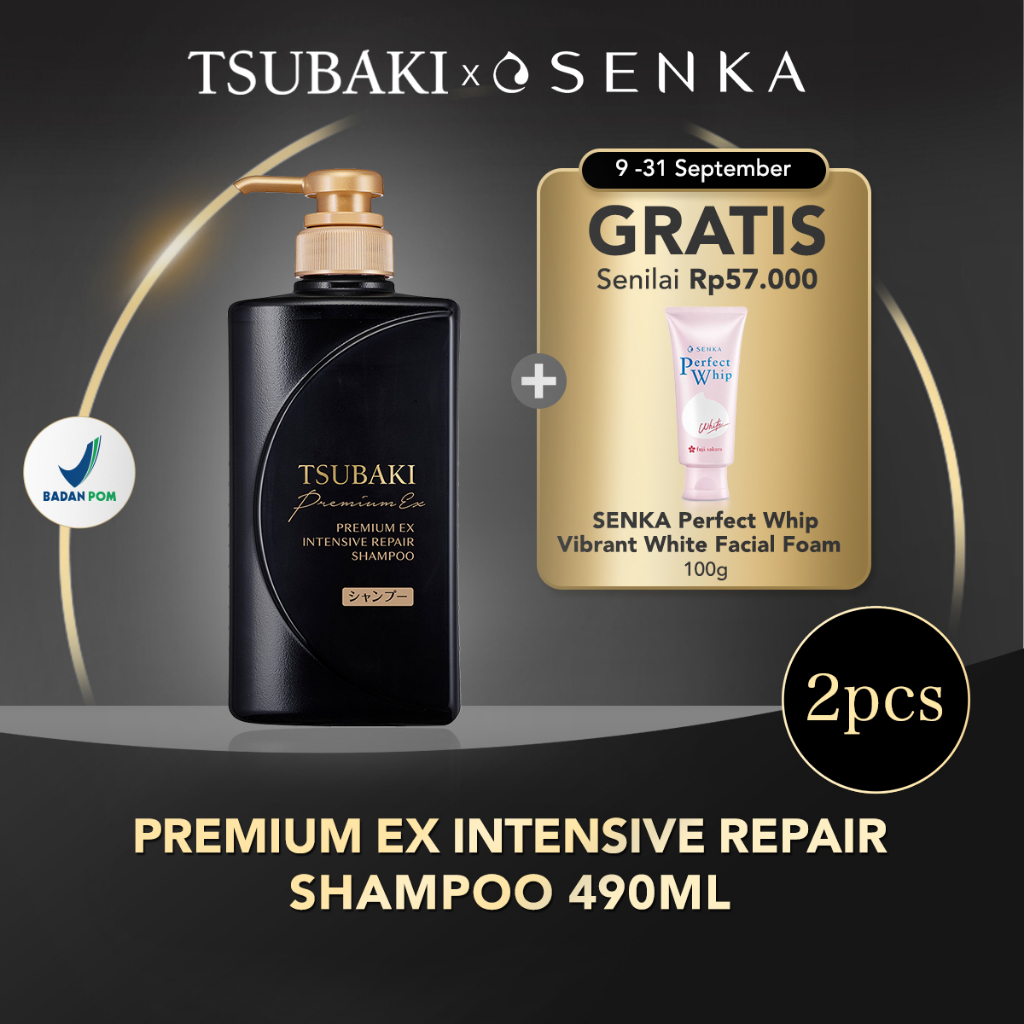 Tsubaki Premium Ex Intensive Repair Shampoo + Senka PW Vibrant White Facial Foam (Free)