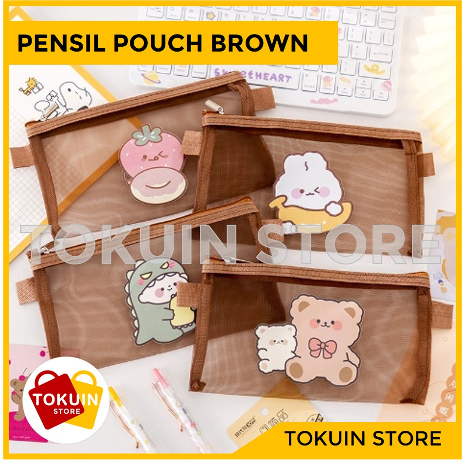 

Kotak Tempat Pensil Zipper Pouch Alat Tulis Pensil Jaring Transparan