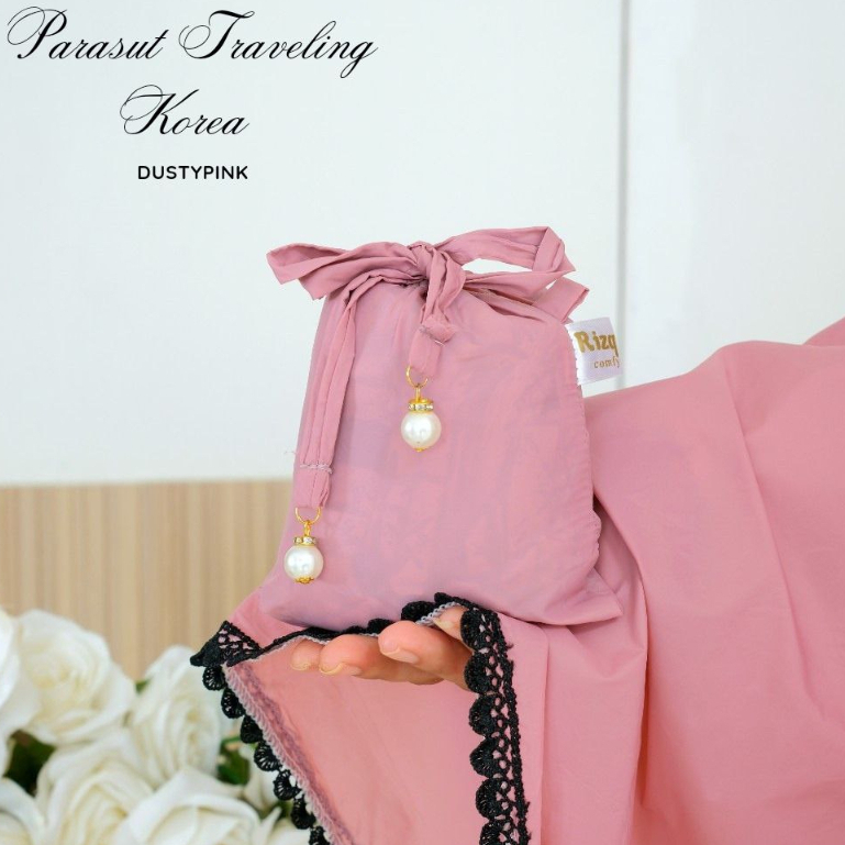 Mukena Traveling Mini Pouch Terkecil Parasut Korea Premium Ukuran Dewasa Jumbo Free Sajadah Kecil