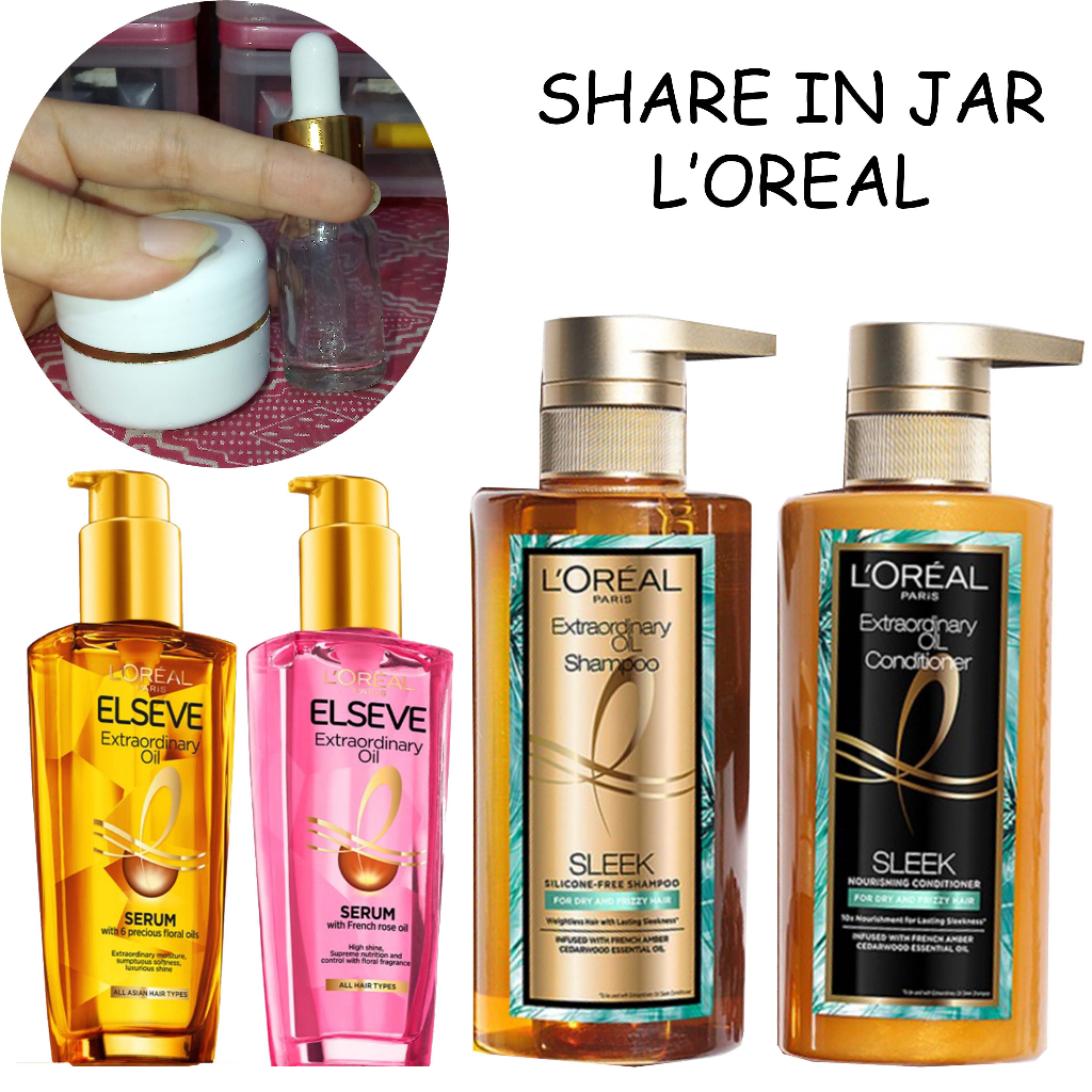 Loreal SHARE IN JAR Hair Treatment Paris Elseve Extraordinary Oil Gold Pink Hair Serum Premium Sleek