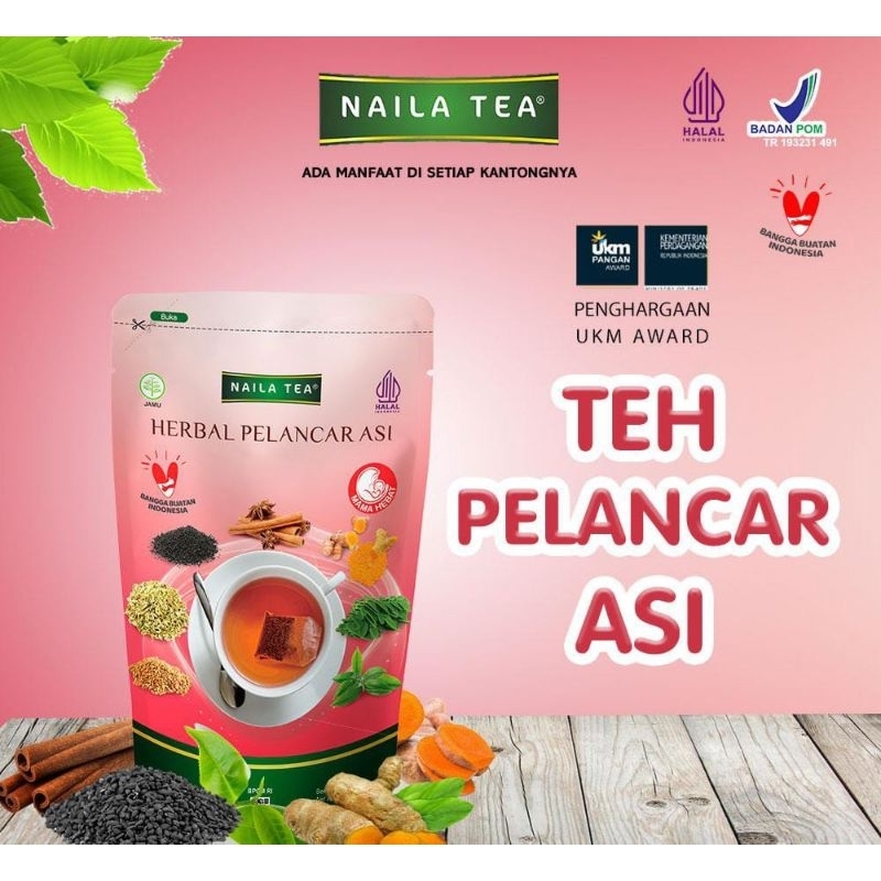 

Naila Tea Herbal Pelancar Asi isi 30 kantong 100% alami
