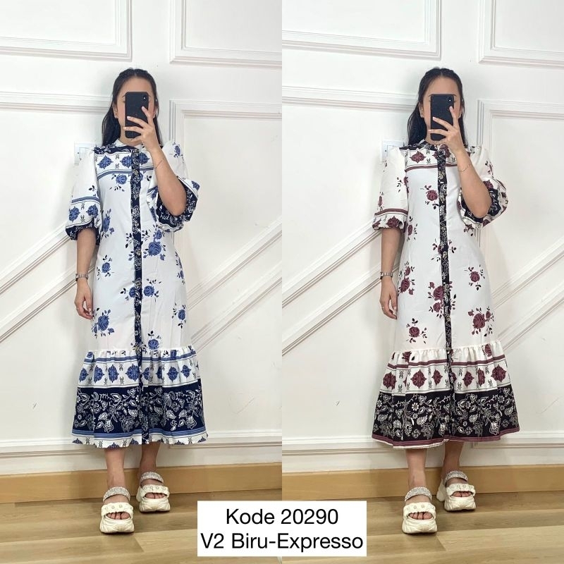 20290 Dress Rumple Kerah Sanghai Korea Ruffle Tangan Balon Pendek Premium Bangkok Import/ Dress Tuni