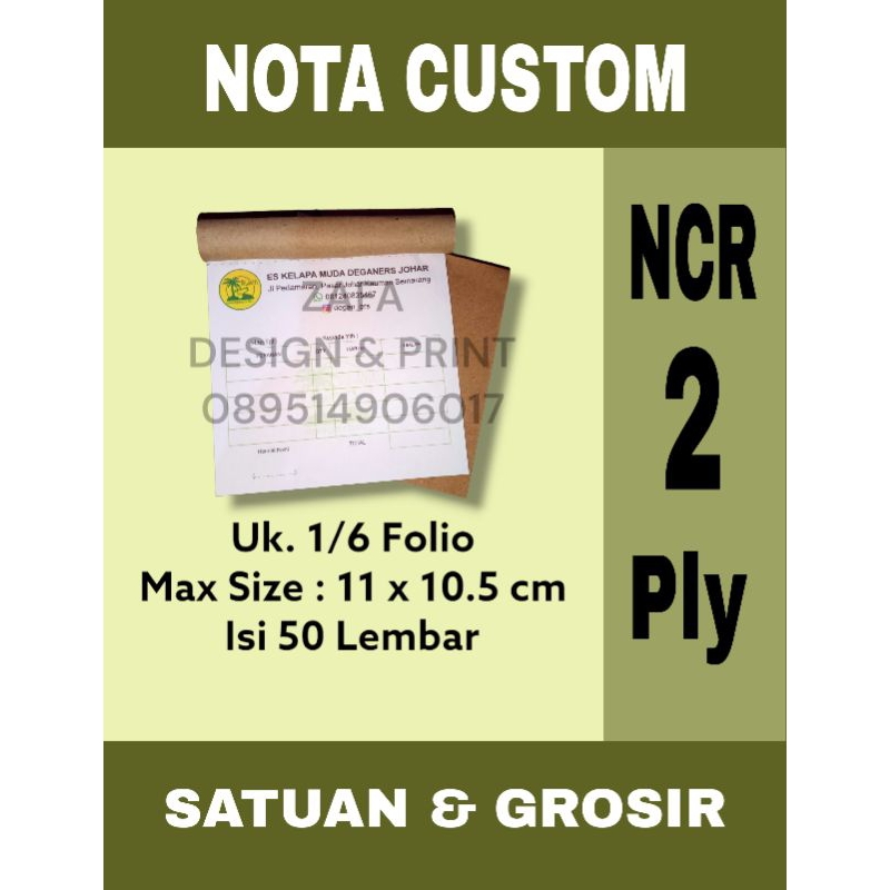 

NOTA CUSTOM 1/6 Folio NCR 2 Ply