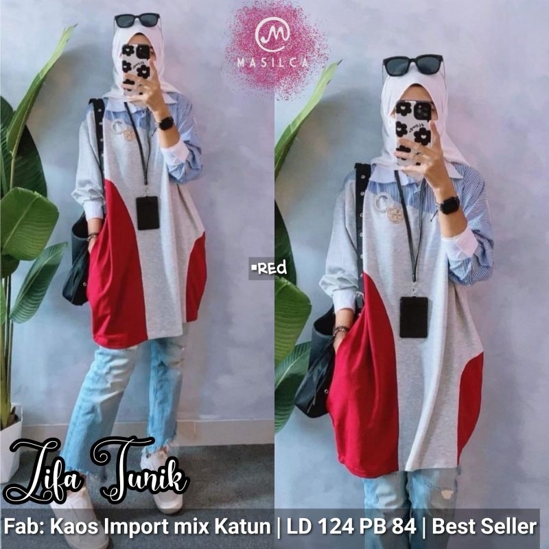 ZIFA TUNIK KAOS IMPORT MIX KATUN LD 124 SUPER JUMBO