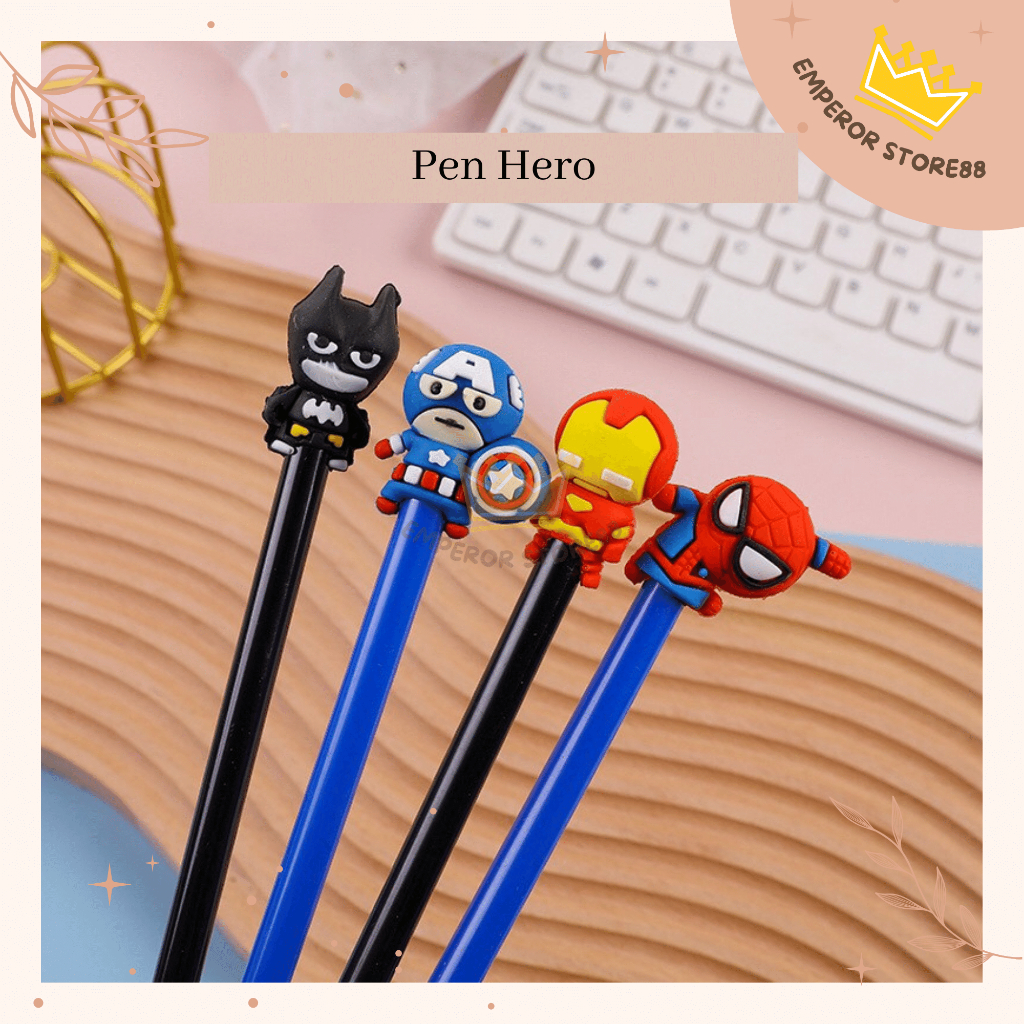 

Pena Hero / Pulpen Gel Karakter Super Hero / Pen Hero Alat Tulis Stationary Cute Murah