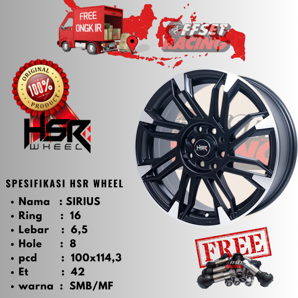 Veleg mobil lubang 8 Untuk mobil TOYOTA Yaris Pelek ring 16 HSR SIRIUS