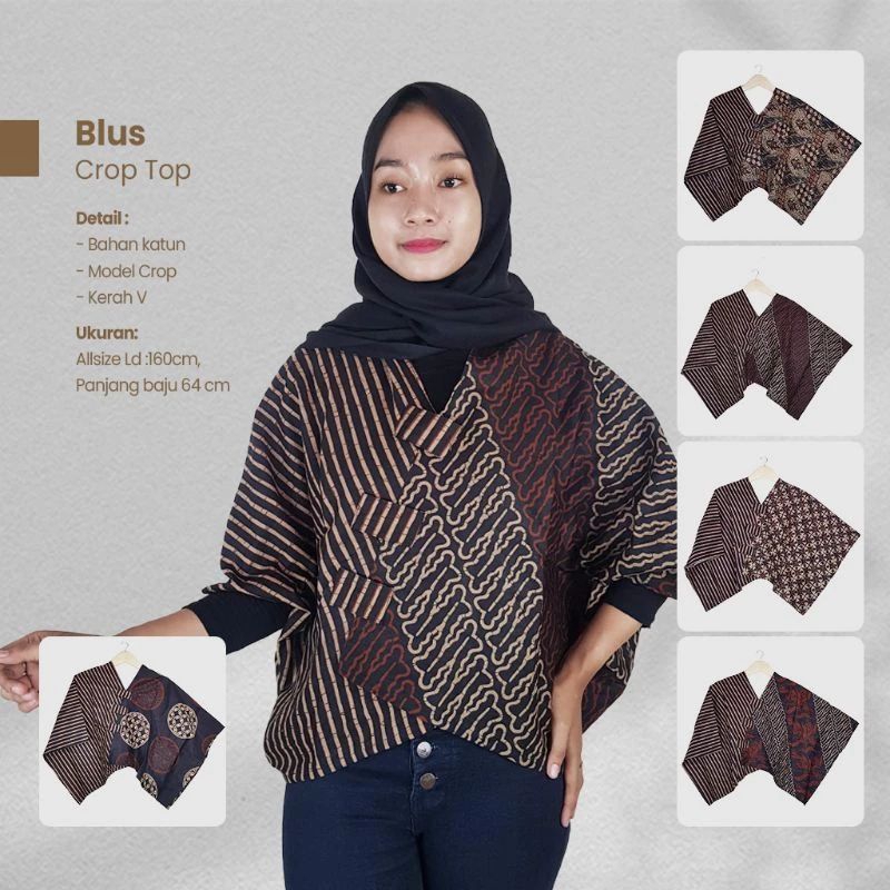 Blus Batik Crop Top Warna Sogan - Sekar Ayu Batik