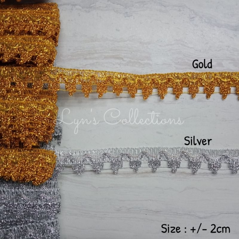 (1yard = 90cm) Renda Kur India Motif Mahkota 2cm | Renda India