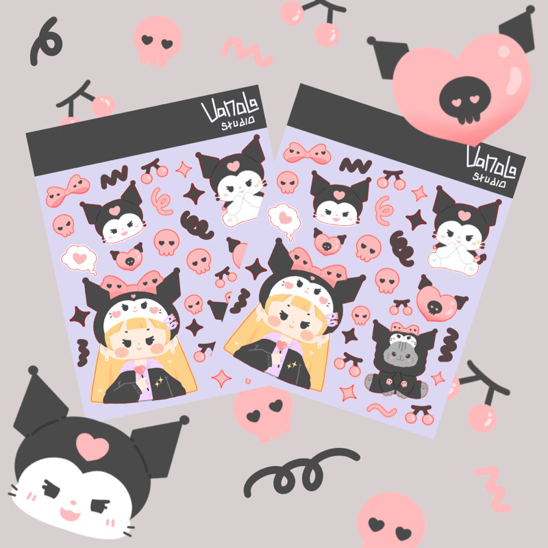 

Vanalastudio - Kuromi Sticker Sheet Untuk Jurnal / Sticker Sanrio Kuromi / Sticker Deco Kpop / Sticker Sheet A6 Waterproof Kiss Cut Cute Deco Sticker / Aksesoris handphone hp laptop botol minum