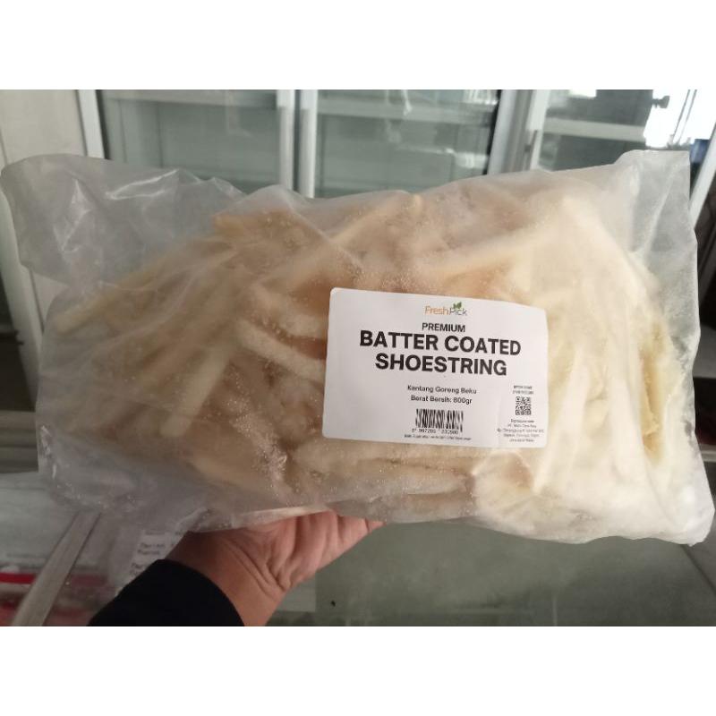 

Fries Frozen Premium Batter Coated Shoestring Berat 800 gram